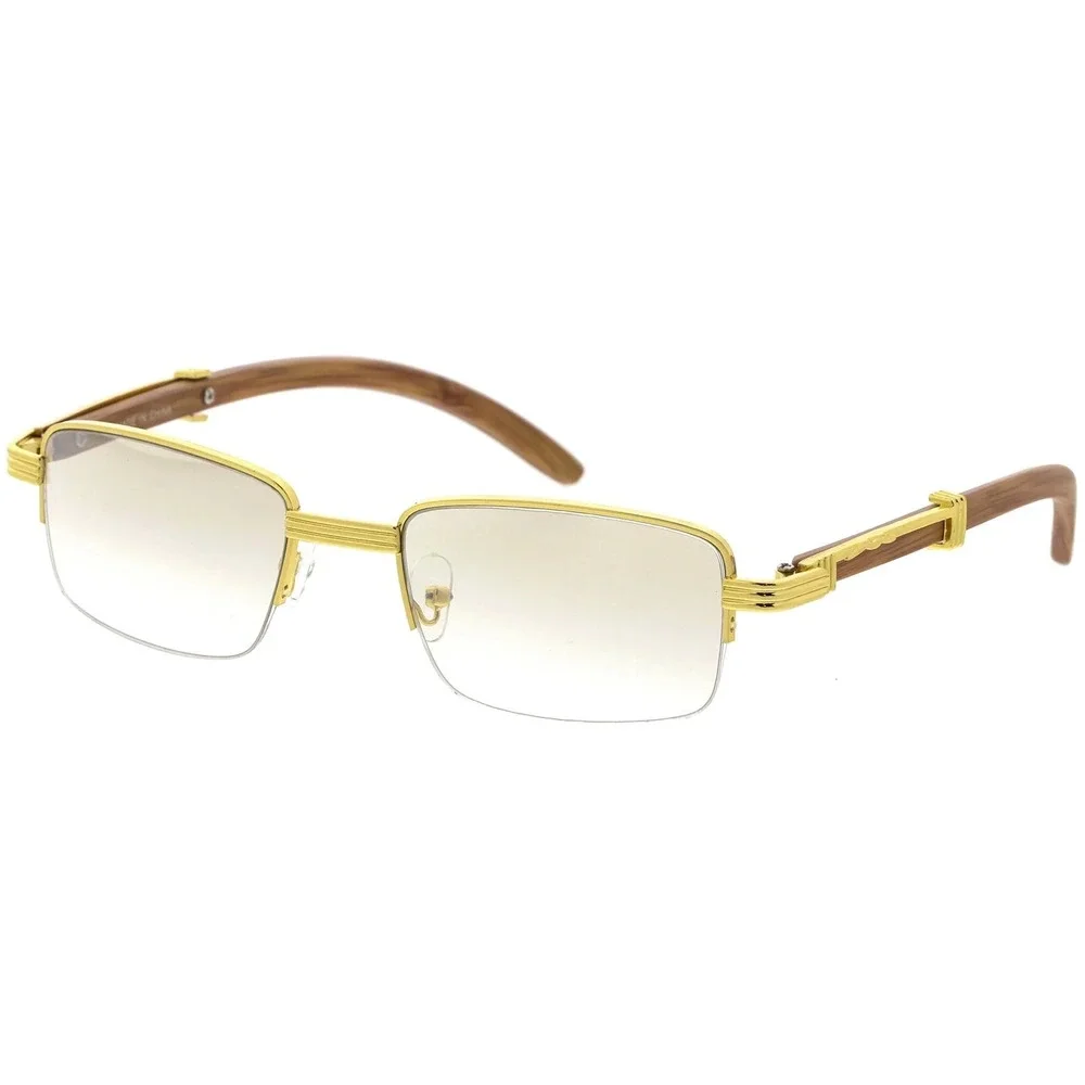 Fashion Eyeglasses Women Semi Rimless Clear Tinted  Lens UV400 Protection Gafas